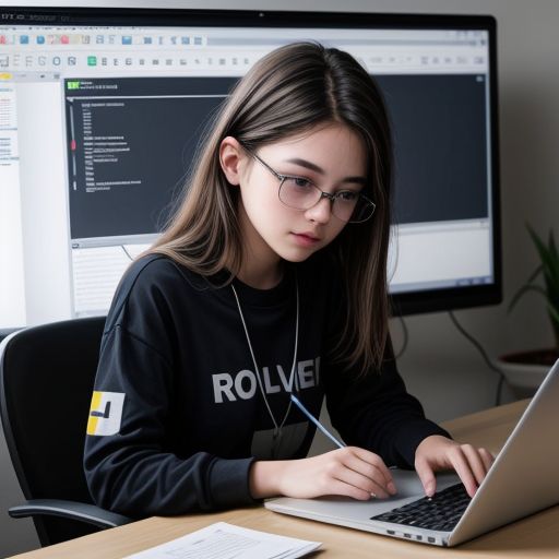 Student working on code on a laptop with a security shield graphic overlayed